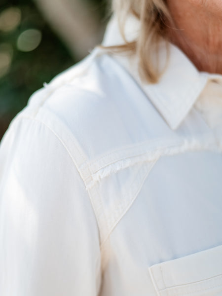 Button Front Fringe Shirt by Multiples