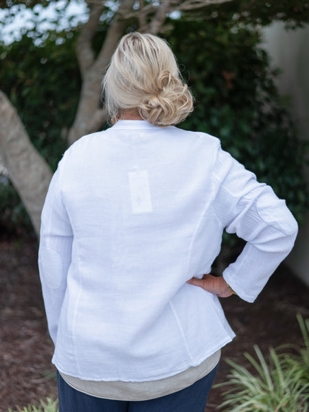 Linen Jacket with Faux Pockets by Linen Luv