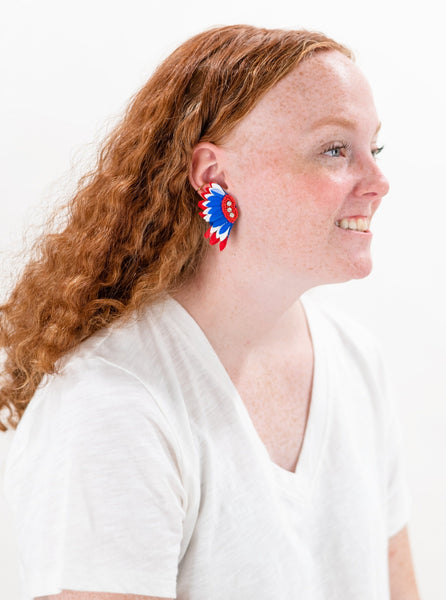 Red, White & Blue Wing Earring