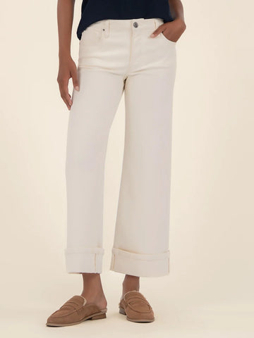 Meg High Rise Wide Leg Roll Up Hem Candle by Kut