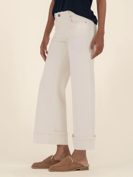 Meg High Rise Wide Leg Roll Up Hem Candle by Kut