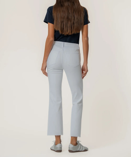 Kelsey High Rise Ankle Flare w/ Raw Hem Optic White by Kut