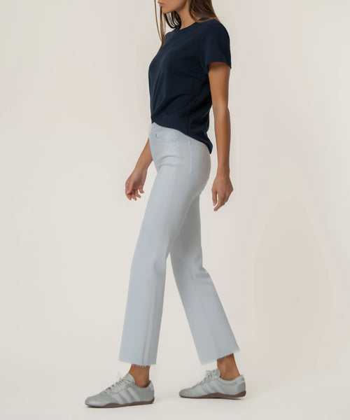 Kelsey High Rise Ankle Flare w/ Raw Hem Optic White by Kut