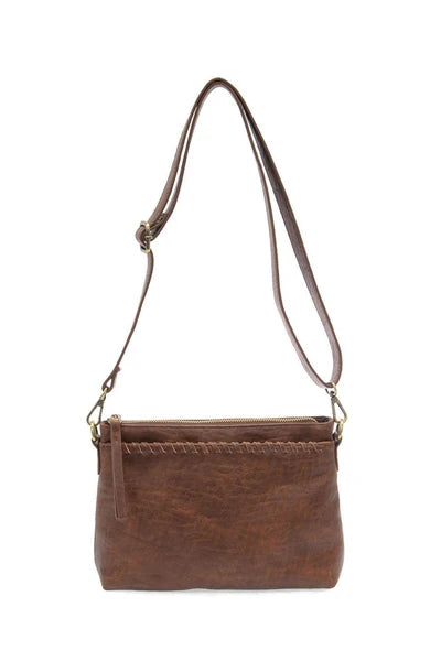 Oakleigh Whipstitch Top Zip Wristlet Saddle by Joy Susan