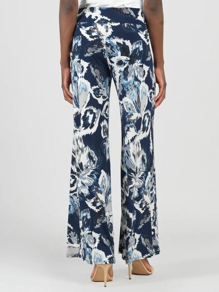 Palazzo Pant Moonlit Floral Navy/Silver by Clara Sun Woo