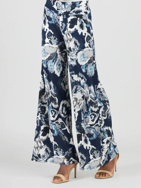 Palazzo Pant Moonlit Floral Navy/Silver by Clara Sun Woo