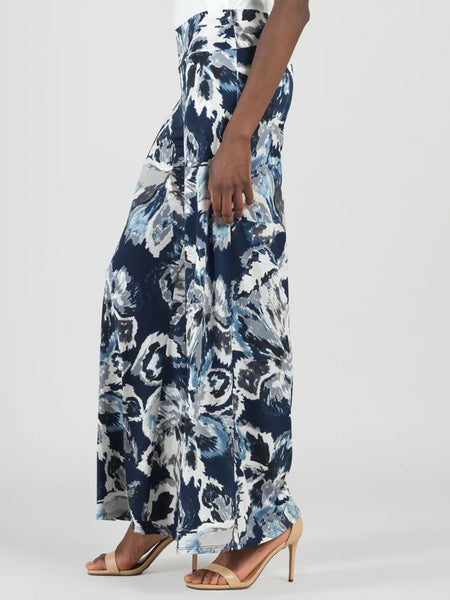 Palazzo Pant Moonlit Floral Navy/Silver by Clara Sun Woo