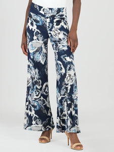 Palazzo Pant Moonlit Floral Navy/Silver by Clara Sun Woo