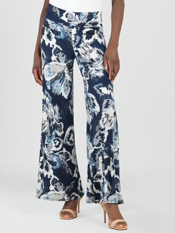 Palazzo Pant Moonlit Floral Navy/Silver by Clara Sun Woo