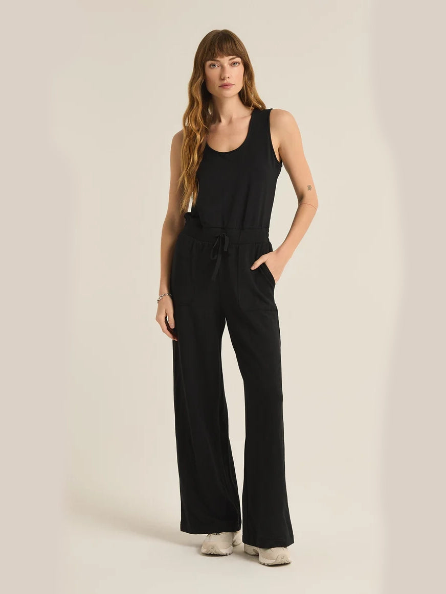 Layover Modal Fleece Jumpsuit Black by Z Supply