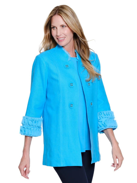 3/4 Sleeve Stand Collar Lined Jacket by Multiples