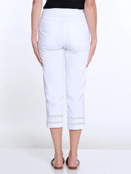 Denim Crop Pant w/ Detailed Hem White by Multiples