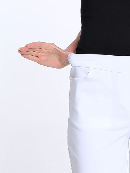 Denim Crop Pant w/ Detailed Hem White by Multiples