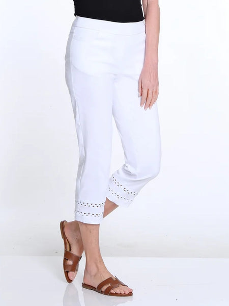Denim Crop Pant w/ Detailed Hem White by Multiples