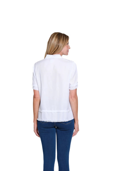 Fring Hem Woven Popover Shirt White by Multiples