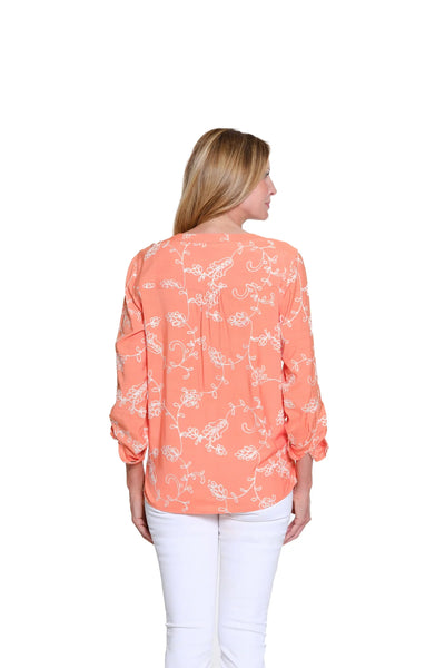 Embroidered Crinkle Woven Shirt Cantaloupe by Multiples