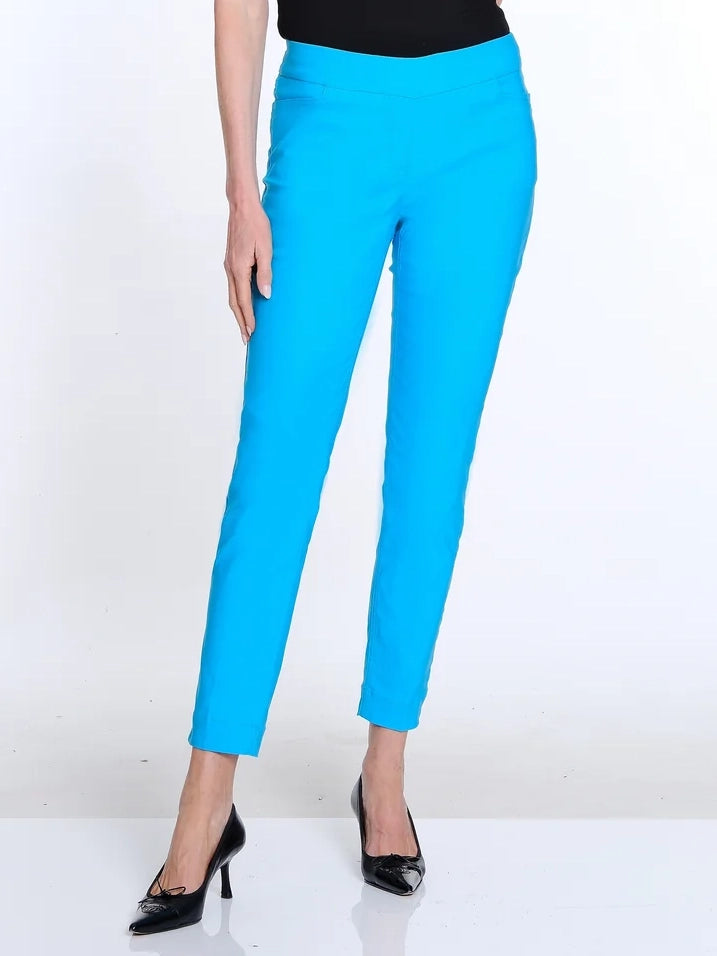 Solid Fine Line Twill Ankle Pant Turquoise by Multiples