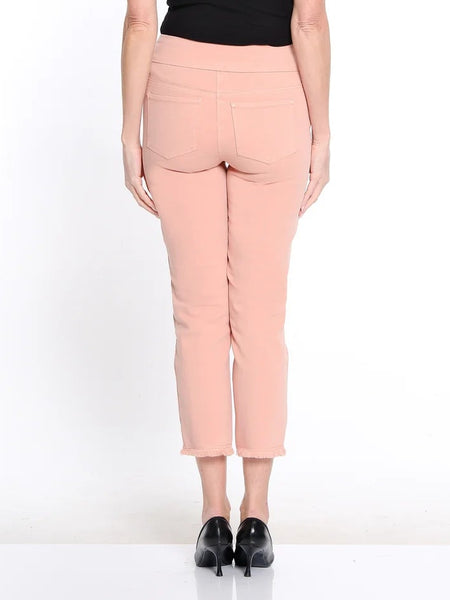 Denim Ankle Jean w/ Fringe Hem Pink by Multiples