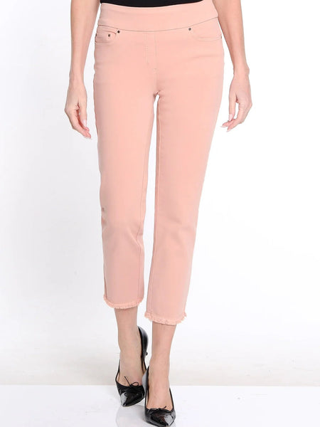 Denim Ankle Jean w/ Fringe Hem Pink by Multiples