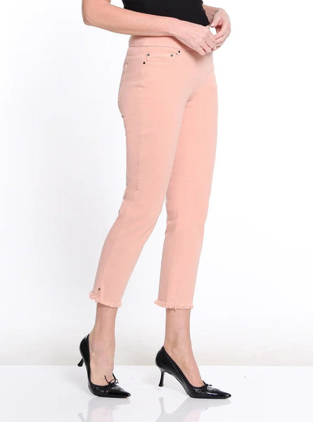 Denim Ankle Jean w/ Fringe Hem Pink by Multiples