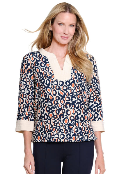 3/4 Band Sleeve Woven Top by Multiples