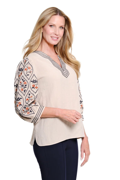 3/4 Puff Sleeve Woven Top by Multiples