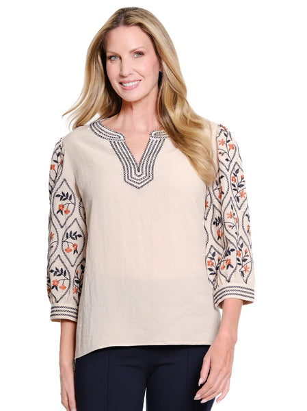 3/4 Puff Sleeve Woven Top by Multiples