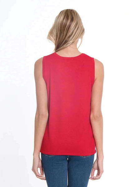 Jewel Neck Tank Sweater Vivid Red by Multiples