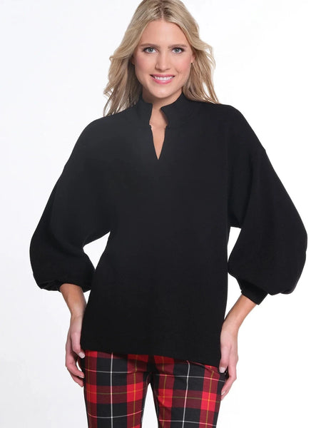 Cuffed 3/4 Slv Drop Shlder Sweater Top Black by Multiples