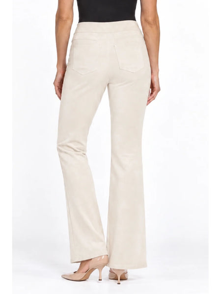 Stretch Suede Pull-On Flare Pant Winter White by Multiples