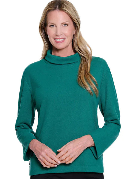 Rib Knit Turtleneck Top Evergreen by Multiples