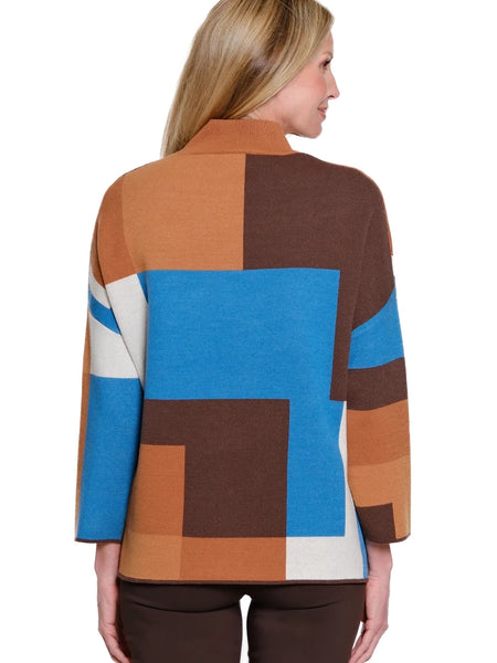 Color Block Mock Neck Sweater by Multiples