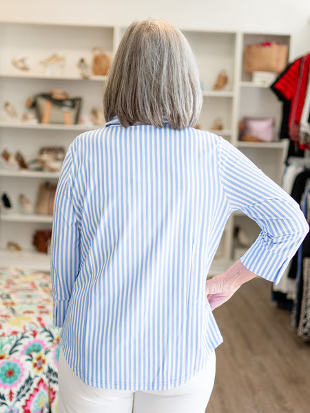 Button Up Stripe Shirt by Lulu B