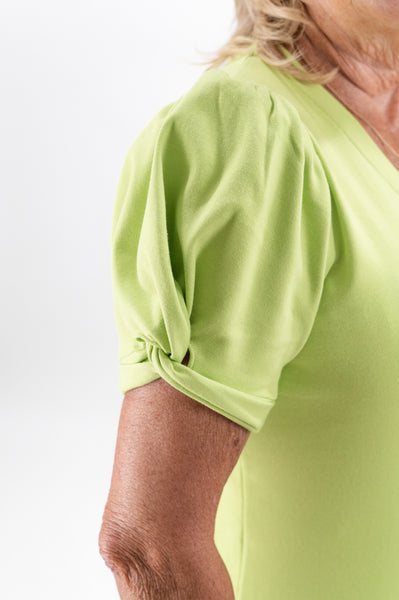 Twist Puff Sleeve Salty Lime Top by Necessitees
