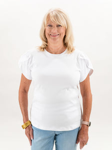 Tulip Short Sleeve White Top by Necessitees