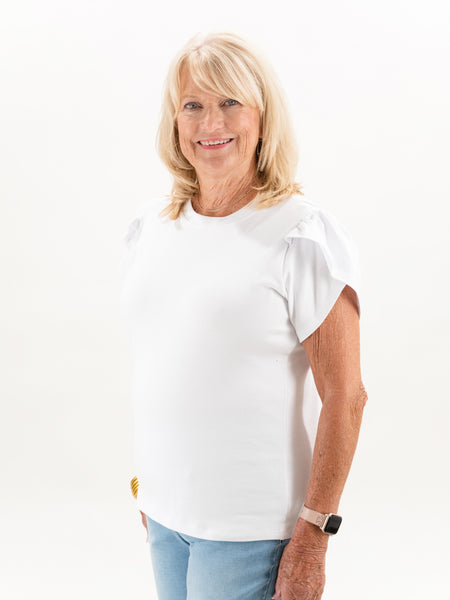 Tulip Short Sleeve White Top by Necessitees