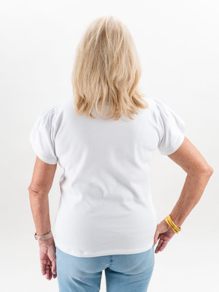 Tulip Short Sleeve White Top by Necessitees
