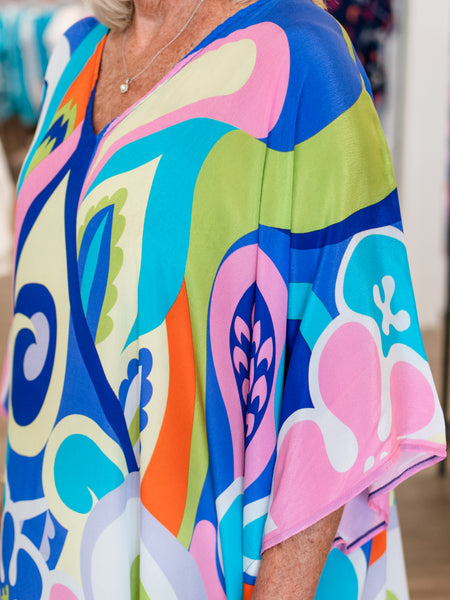 V-Neck Multi Print Kaftan by APNY