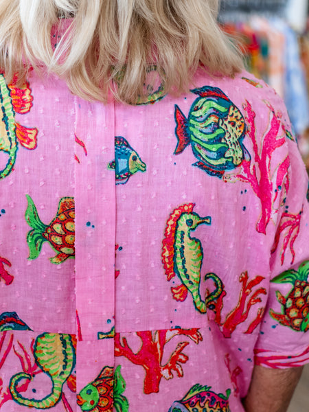 Valencia Shirt Dress Sealife Pink by Moda Posa