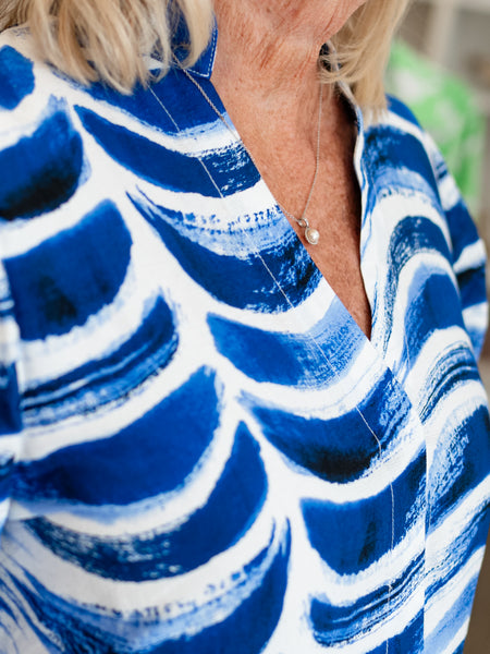 Blue & White Wave Top by Boho Chic