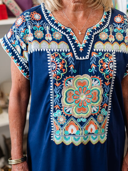Boho Inspired Dress Indigo Bloom by APNY
