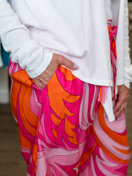 Pink/Orange Print Cropped Wide Leg Pant by APNY