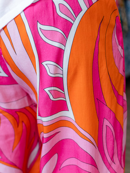 Pink/Orange Print Cropped Wide Leg Pant by APNY