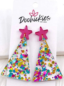 2.5" Mermaid Glitter Triangle Trees Earrings by Doohickies