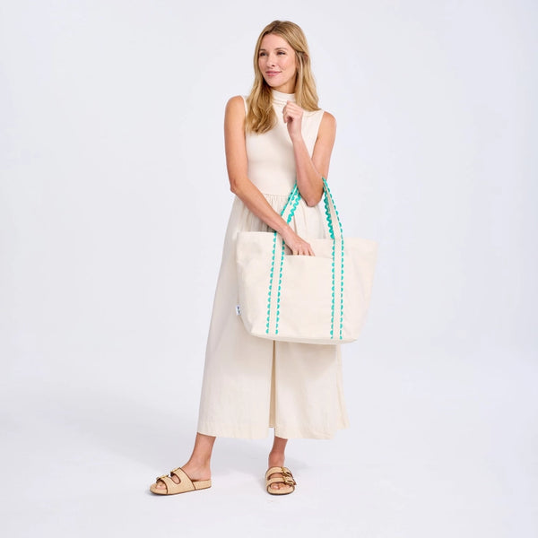 Nantucket Beach Tote Teal Natural by Ame & Lulu