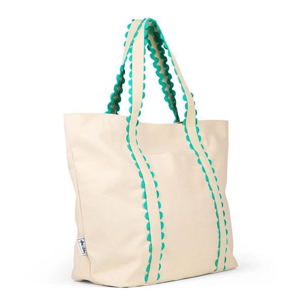 Nantucket Beach Tote Teal Natural by Ame & Lulu