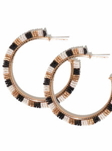 Nora Striped Hoop Earrings Black & White