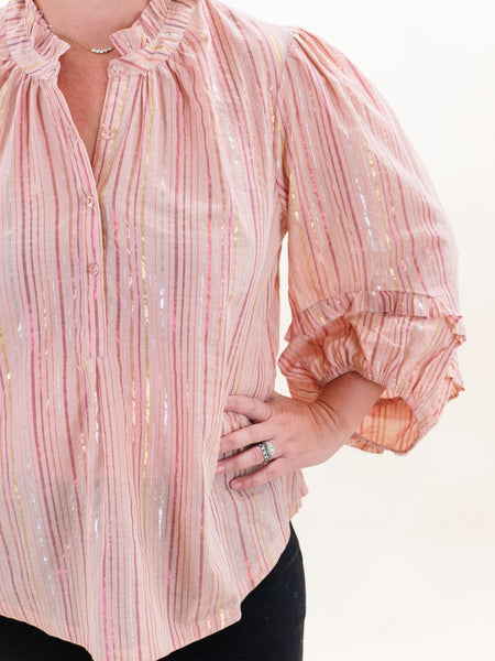 Metallic Stripe Top Rose by Ivy Jane