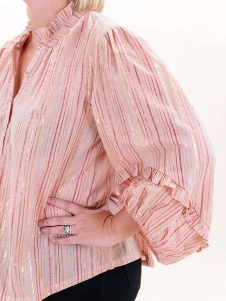 Metallic Stripe Top Rose by Ivy Jane