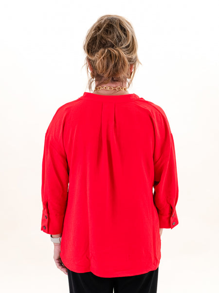 Twisted Pleat Hem Top Red by Ivy Jane